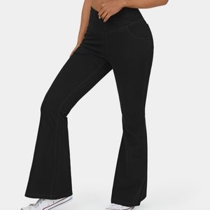 HalaraMagic High Waisted Crossover Pocket Stretchy Knit Super Flare Jeans